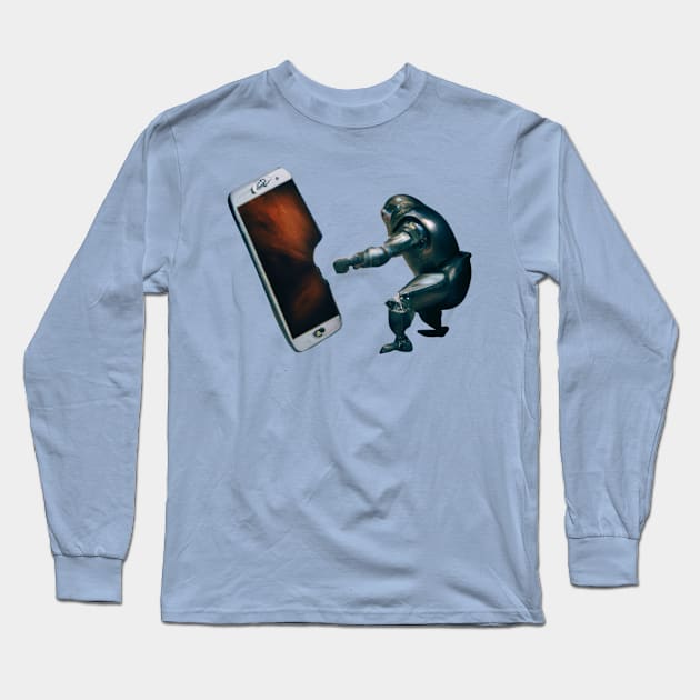 Robot vs. Smartphone Long Sleeve T-Shirt by Dunkel